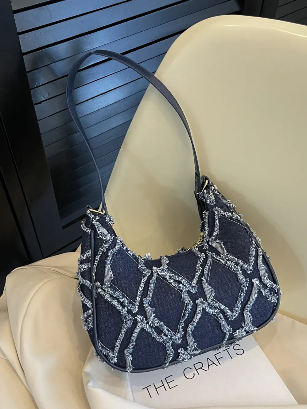 Raw Edge Cloth Shoulder Bag